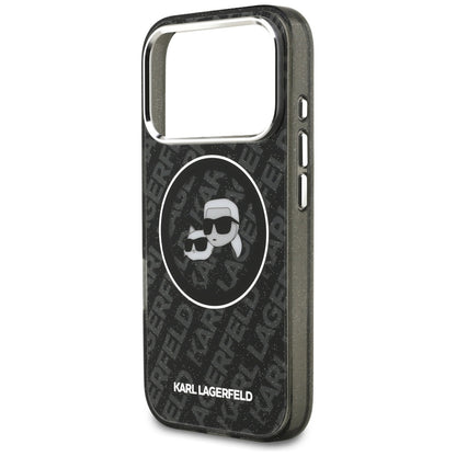 Θήκη MagSafe για Apple iPhone 17 Pro, Karl Lagerfeld, Glitter Karl & Choupette Head, Μαύρη