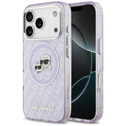 Θήκη MagSafe για Apple iPhone 17 Pro, Karl Lagerfeld, IML Glitter Karl & Choupette`s Heads, Μωβ