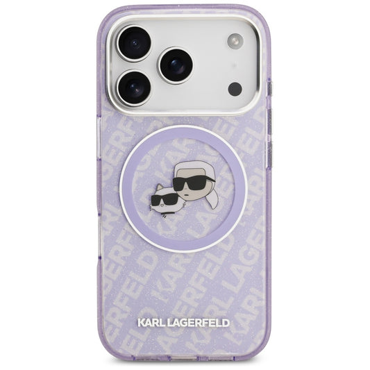 Θήκη MagSafe για Apple iPhone 17 Pro, Karl Lagerfeld, IML Glitter Karl & Choupette`s Heads, Μωβ