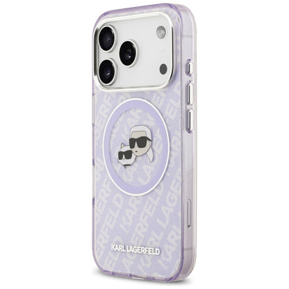 Θήκη MagSafe για Apple iPhone 17 Pro, Karl Lagerfeld, IML Glitter Karl & Choupette`s Heads, Μωβ