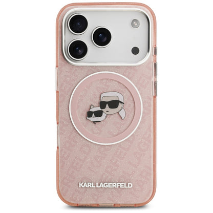 Θήκη MagSafe για Apple iPhone 17 Pro, Karl Lagerfeld, IML Glitter Karl & Choupette`s Heads, Ροζ