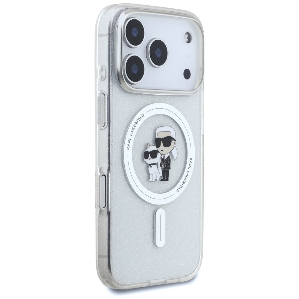 Θήκη MagSafe για Apple iPhone 17 Pro, Karl Lagerfeld, IML Glitter Karl & Choupette, Διάφανη