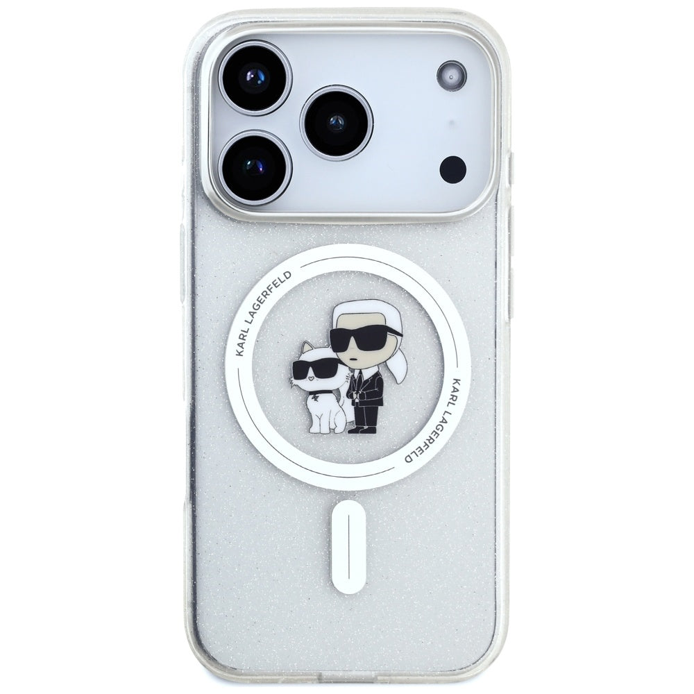 Θήκη MagSafe για Apple iPhone 17 Pro, Karl Lagerfeld, IML Glitter Karl & Choupette, Διάφανη