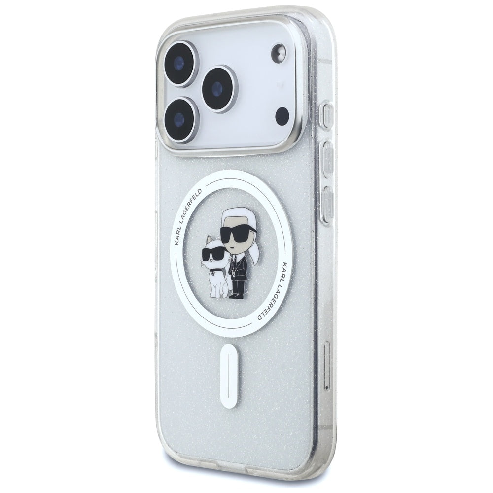 Θήκη MagSafe για Apple iPhone 17 Pro, Karl Lagerfeld, IML Glitter Karl & Choupette, Διάφανη