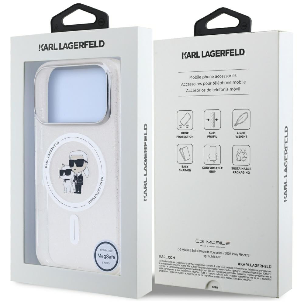 Θήκη MagSafe για Apple iPhone 17 Pro, Karl Lagerfeld, IML Glitter Karl & Choupette, Διάφανη