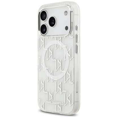 MagSafe Case for Apple iPhone 17 Pro, Karl Lagerfeld, IML KL Monogram, White