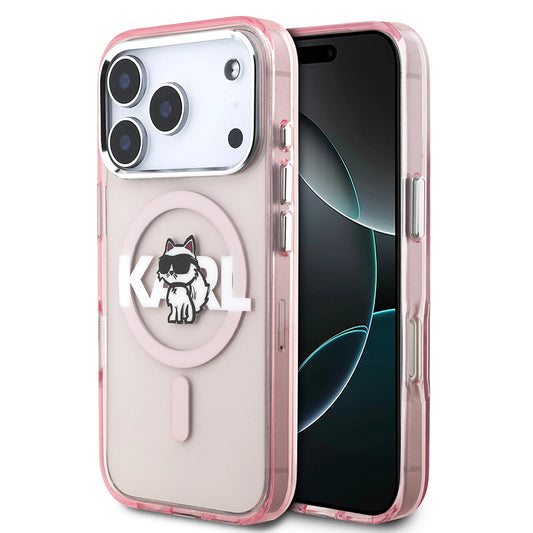 Θήκη MagSafe για Apple iPhone 17 Pro, Karl Lagerfeld, IML Sketch Logo Choupette, Ροζ