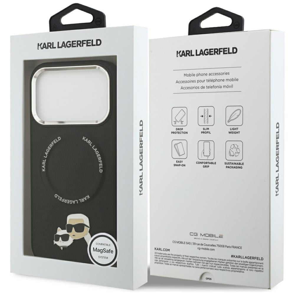 MagSafe Case for Apple iPhone 17 Pro, Karl Lagerfeld, Karl & Choupette Pins, Black