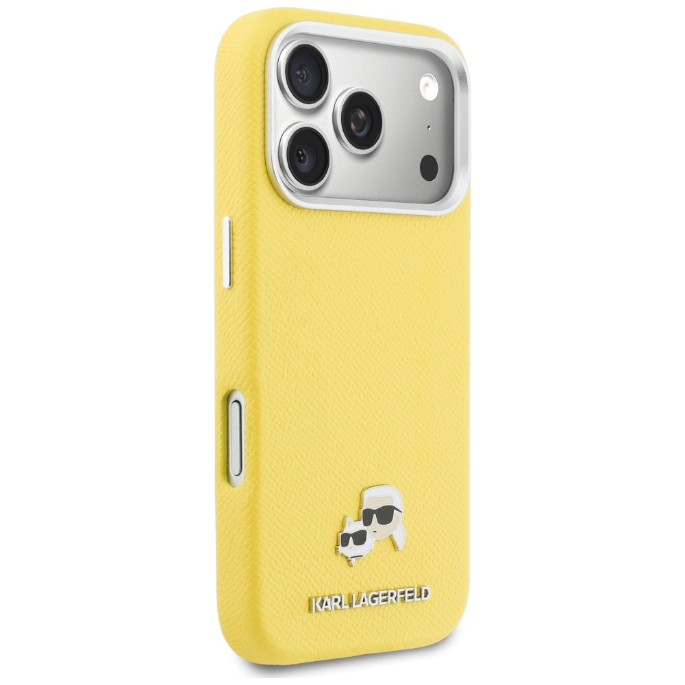 Θήκη MagSafe για Apple iPhone 17 Pro, Karl Lagerfeld, Saffiano Karl & Choupette Pins, Κίτρινη