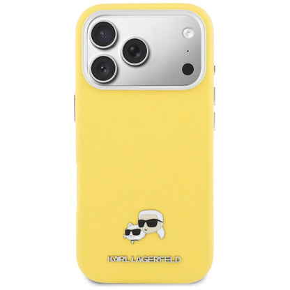Θήκη MagSafe για Apple iPhone 17 Pro, Karl Lagerfeld, Saffiano Karl & Choupette Pins, Κίτρινη