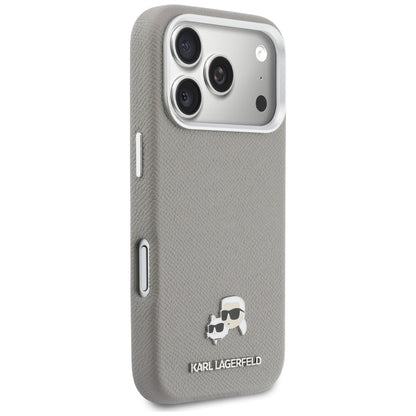 MagSafe Case for Apple iPhone 17 Pro, Karl Lagerfeld, Saffiano Karl & Choupette Pins, Grey