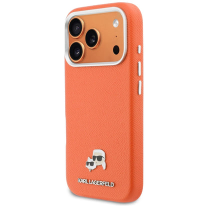Θήκη MagSafe για Apple iPhone 17 Pro, Karl Lagerfeld, Saffiano Karl & Choupette Pins, Πορτοκαλί