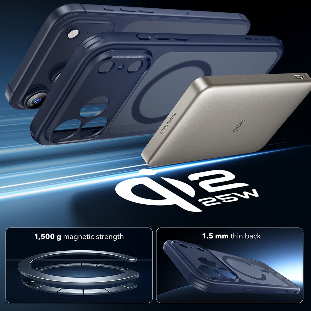Θήκη MagSafe για Apple iPhone 17 Pro Max, ESR, Classic Hybrid, Σατινέ Μπλε