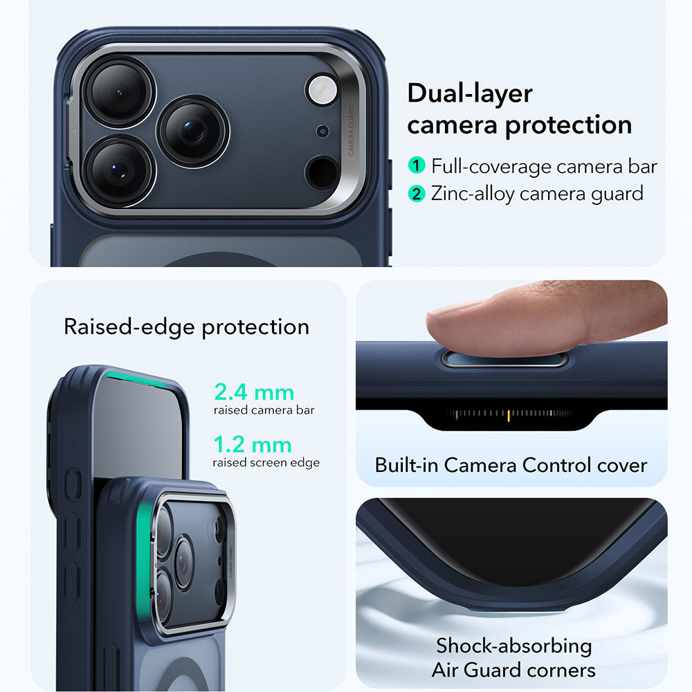 Θήκη MagSafe για Apple iPhone 17 Pro Max, ESR, Classic Hybrid Kickstand, Σατινέ Μπλε