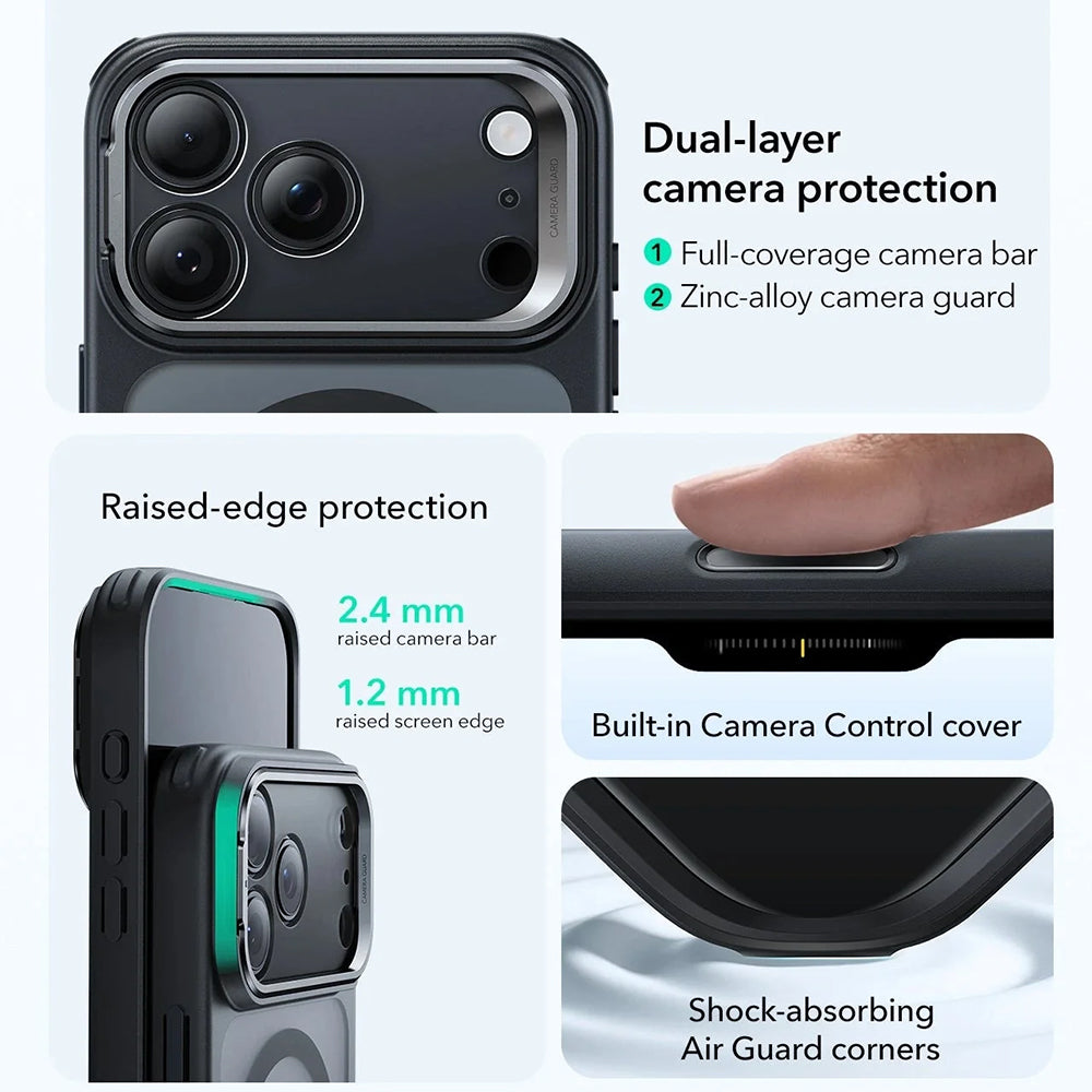 Θήκη MagSafe για Apple iPhone 17 Pro Max, ESR, Classic Hybrid Kickstand, Ματ Μαύρη