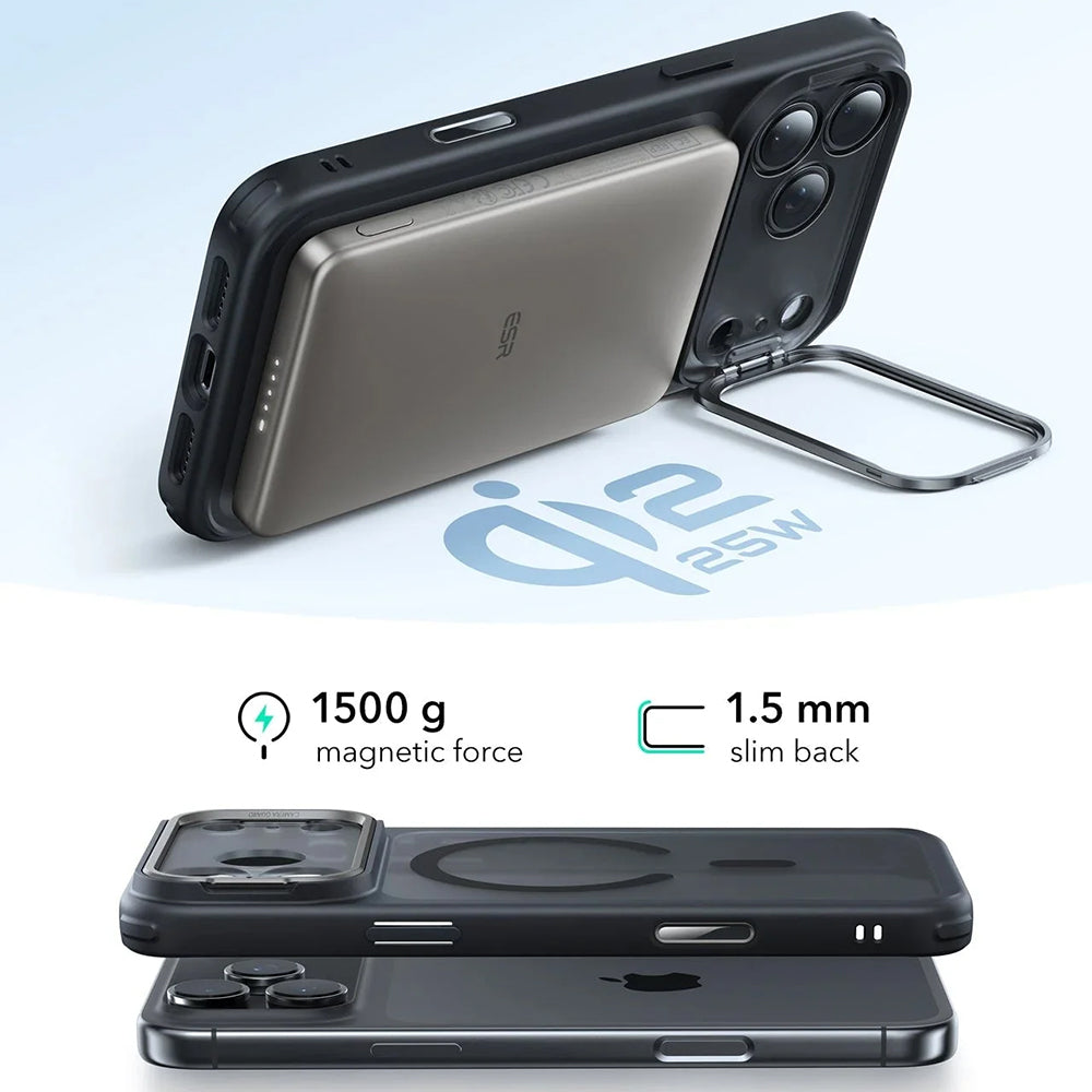 Θήκη MagSafe για Apple iPhone 17 Pro Max, ESR, Classic Hybrid Kickstand, Ματ Μαύρη