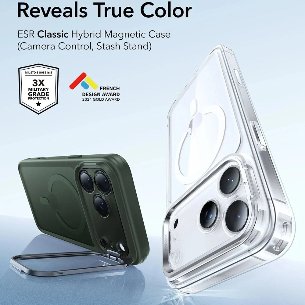 Θήκη MagSafe για Apple iPhone 17 Pro Max, ESR, Classic Hybrid Kickstand, Σατινέ Πράσινο