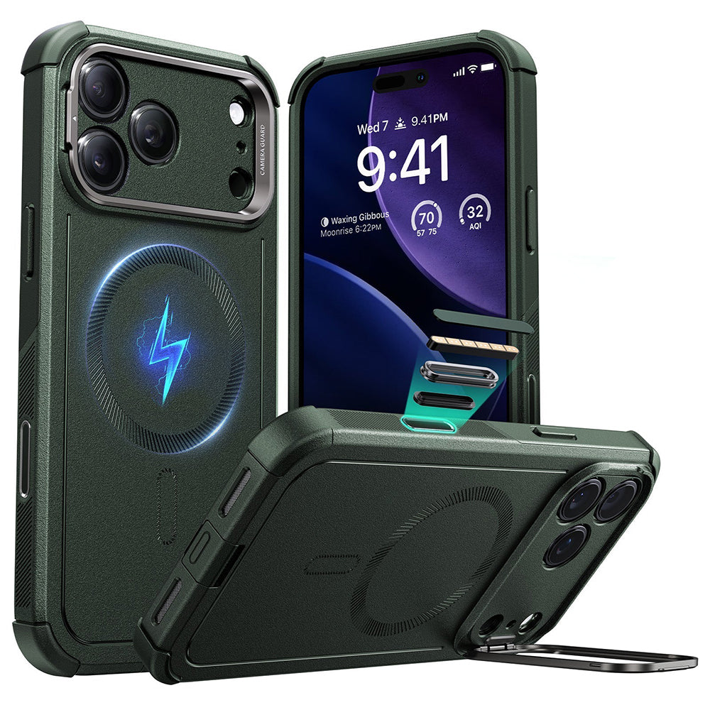 Θήκη MagSafe για Apple iPhone 17 Pro Max, ESR, Cyber Armor Kickstand, Πράσινη
