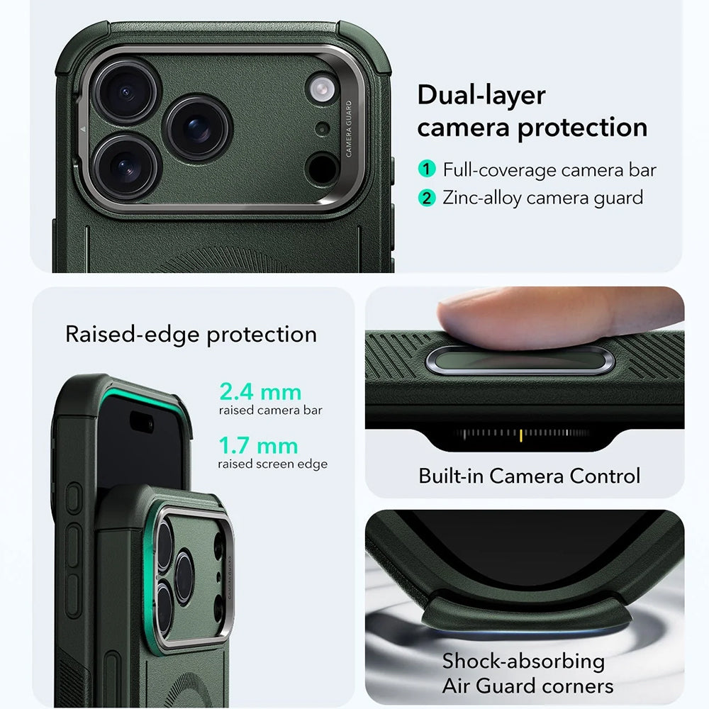 Θήκη MagSafe για Apple iPhone 17 Pro Max, ESR, Cyber Armor Kickstand, Πράσινη