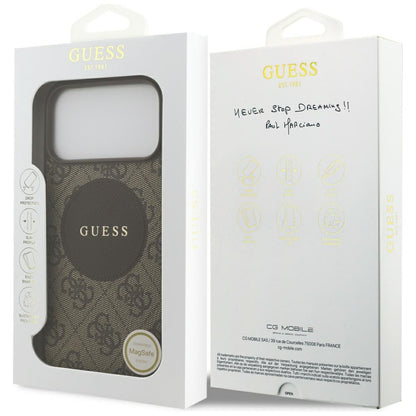 Θήκη MagSafe για Apple iPhone 17 Pro Max, Guess, 4G Circle Classic Logo, Καφέ