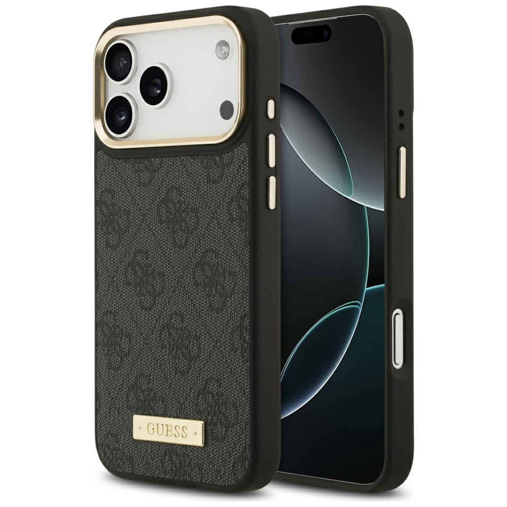Θήκη MagSafe για Apple iPhone 17 Pro Max, Guess, 4G Logo Plate, Μαύρη