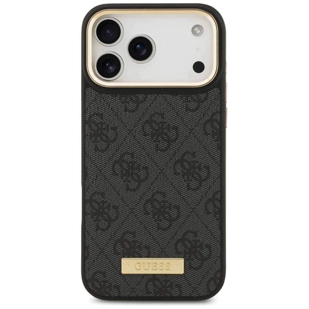 Θήκη MagSafe για Apple iPhone 17 Pro Max, Guess, 4G Logo Plate, Μαύρη