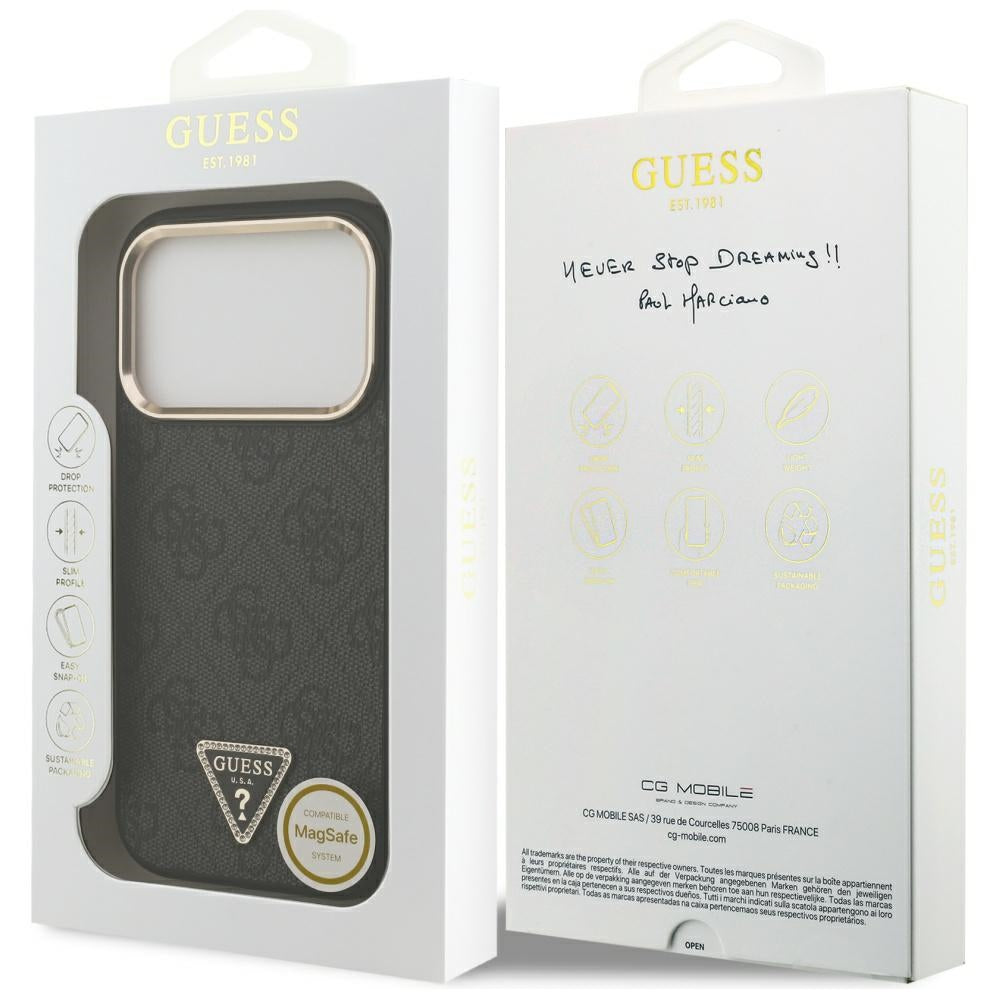 Θήκη MagSafe για Apple iPhone 17 Pro Max, Guess, 4G Triangle Diamond Logo, Μαύρη