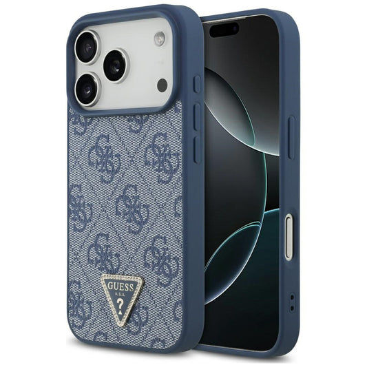 Θήκη MagSafe για Apple iPhone 17 Pro Max, Guess, 4G Triangle Strass, Μπλε