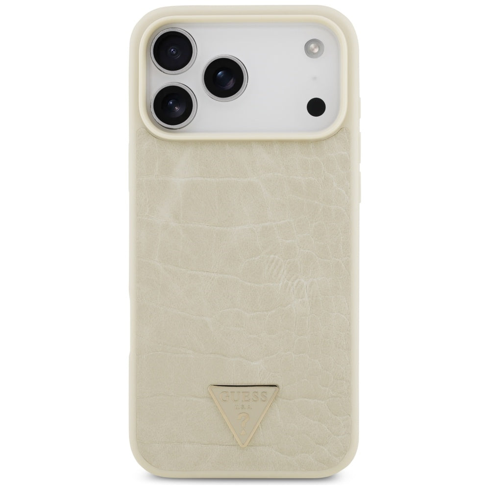 Θήκη MagSafe για Apple iPhone 17 Pro Max, Guess, Croco Triangle Logo, Χρυσή