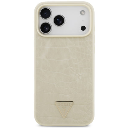 Θήκη MagSafe για Apple iPhone 17 Pro Max, Guess, Croco Triangle Logo, Χρυσή
