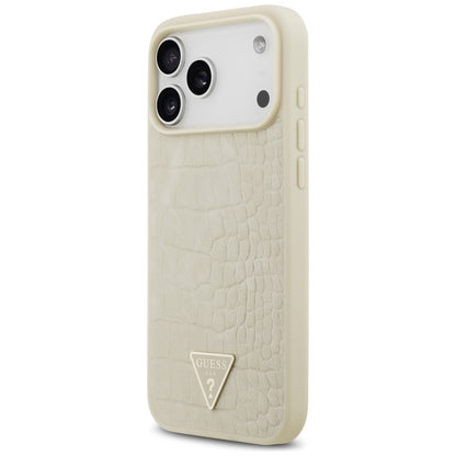 Θήκη MagSafe για Apple iPhone 17 Pro Max, Guess, Croco Triangle Logo, Χρυσή