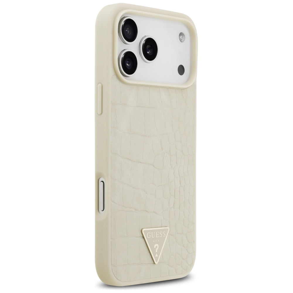 Θήκη MagSafe για Apple iPhone 17 Pro Max, Guess, Croco Triangle Logo, Χρυσή