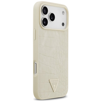Θήκη MagSafe για Apple iPhone 17 Pro Max, Guess, Croco Triangle Logo, Χρυσή