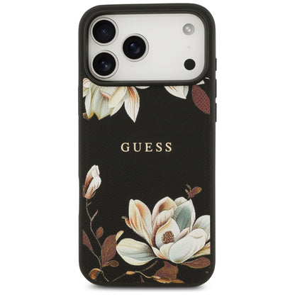 Θήκη MagSafe για Apple iPhone 17 Pro Max, Guess, Grained Flowers, Μαύρη