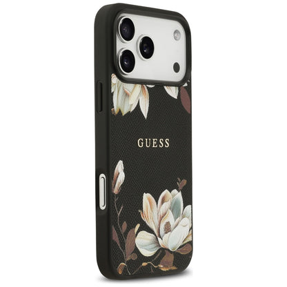Θήκη MagSafe για Apple iPhone 17 Pro Max, Guess, Grained Flowers, Μαύρη