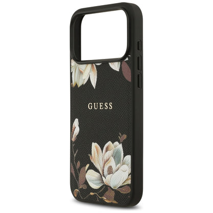 Θήκη MagSafe για Apple iPhone 17 Pro Max, Guess, Grained Flowers, Μαύρη
