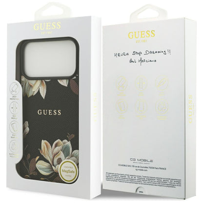 Θήκη MagSafe για Apple iPhone 17 Pro Max, Guess, Grained Flowers, Μαύρη