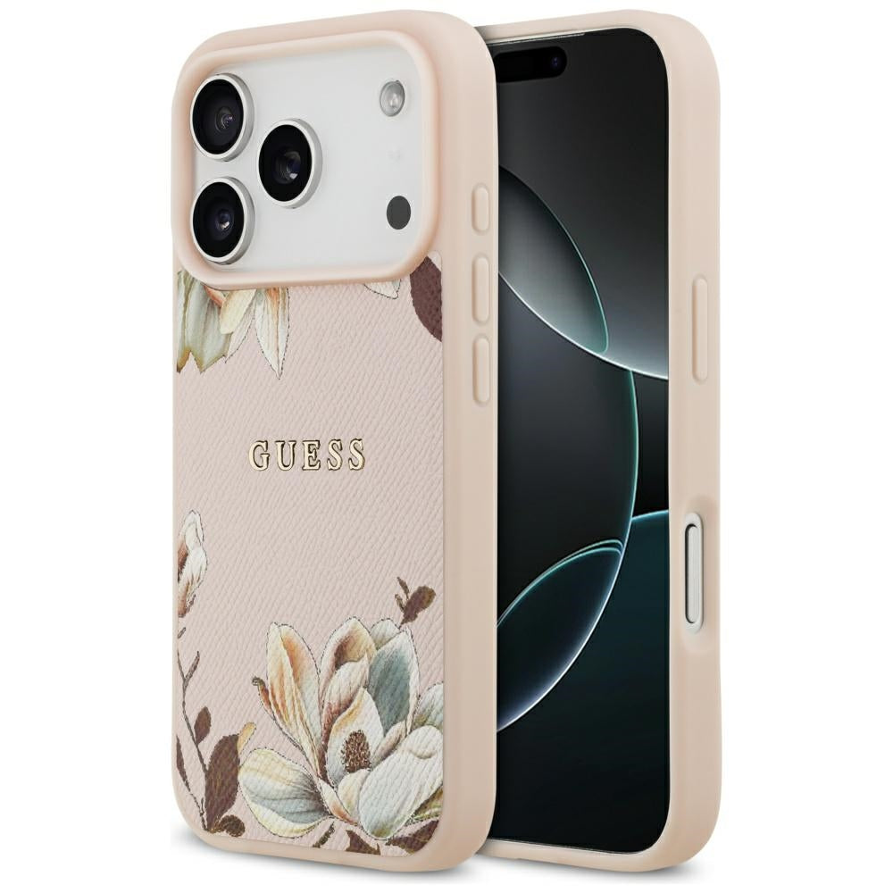 Θήκη MagSafe για Apple iPhone 17 Pro Max, Guess, Grained Flowers, Ροζ