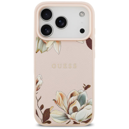 Θήκη MagSafe για Apple iPhone 17 Pro Max, Guess, Grained Flowers, Ροζ