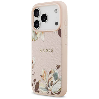 Θήκη MagSafe για Apple iPhone 17 Pro Max, Guess, Grained Flowers, Ροζ
