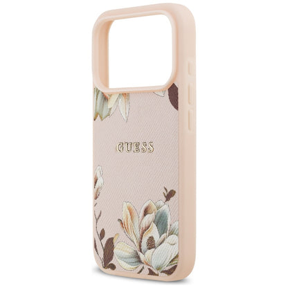 Θήκη MagSafe για Apple iPhone 17 Pro Max, Guess, Grained Flowers, Ροζ