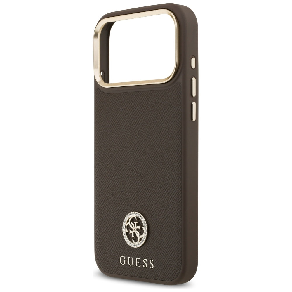 Θήκη MagSafe για Apple iPhone 17 Pro Max, Guess, Grained Strass Logo, Καφέ