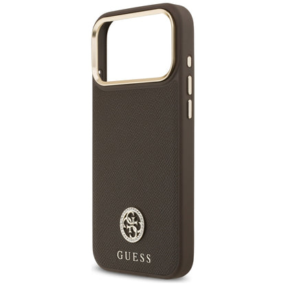 Θήκη MagSafe για Apple iPhone 17 Pro Max, Guess, Grained Strass Logo, Καφέ