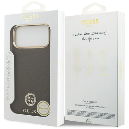 Θήκη MagSafe για Apple iPhone 17 Pro Max, Guess, Grained Strass Logo, Καφέ