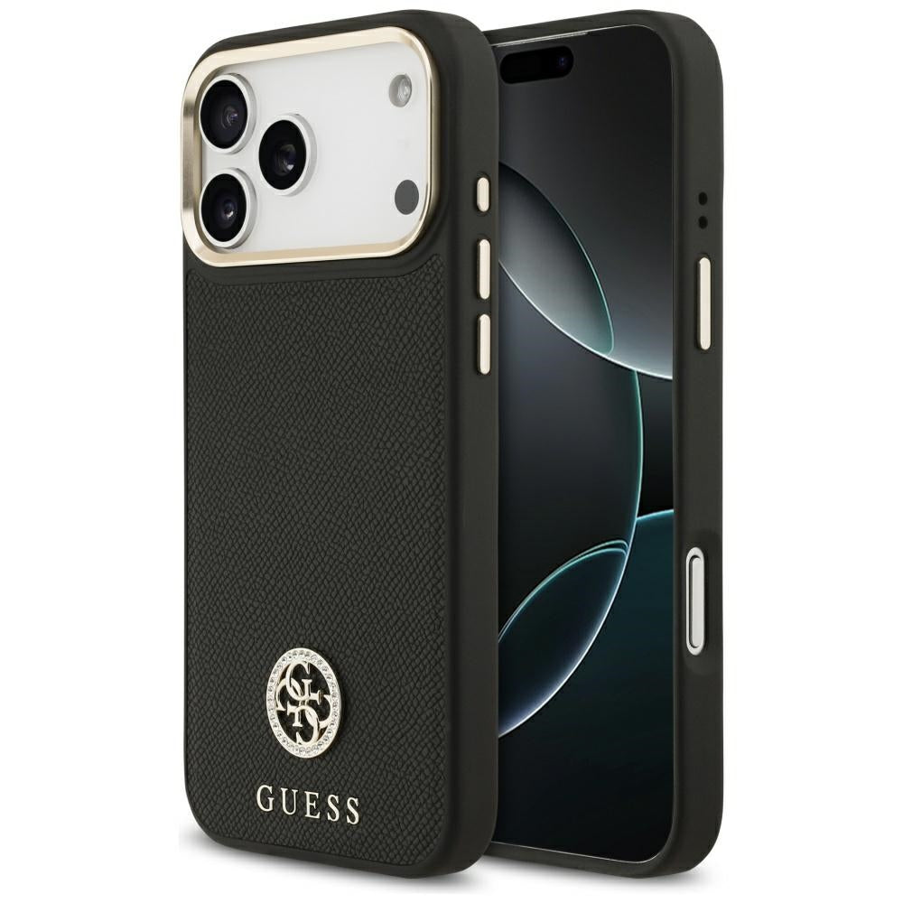 Θήκη MagSafe για Apple iPhone 17 Pro Max, Guess, Grained Strass Logo, Μαύρη