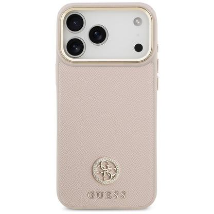 Θήκη MagSafe για Apple iPhone 17 Pro Max, Guess, Grained Strass Logo, Ροζ