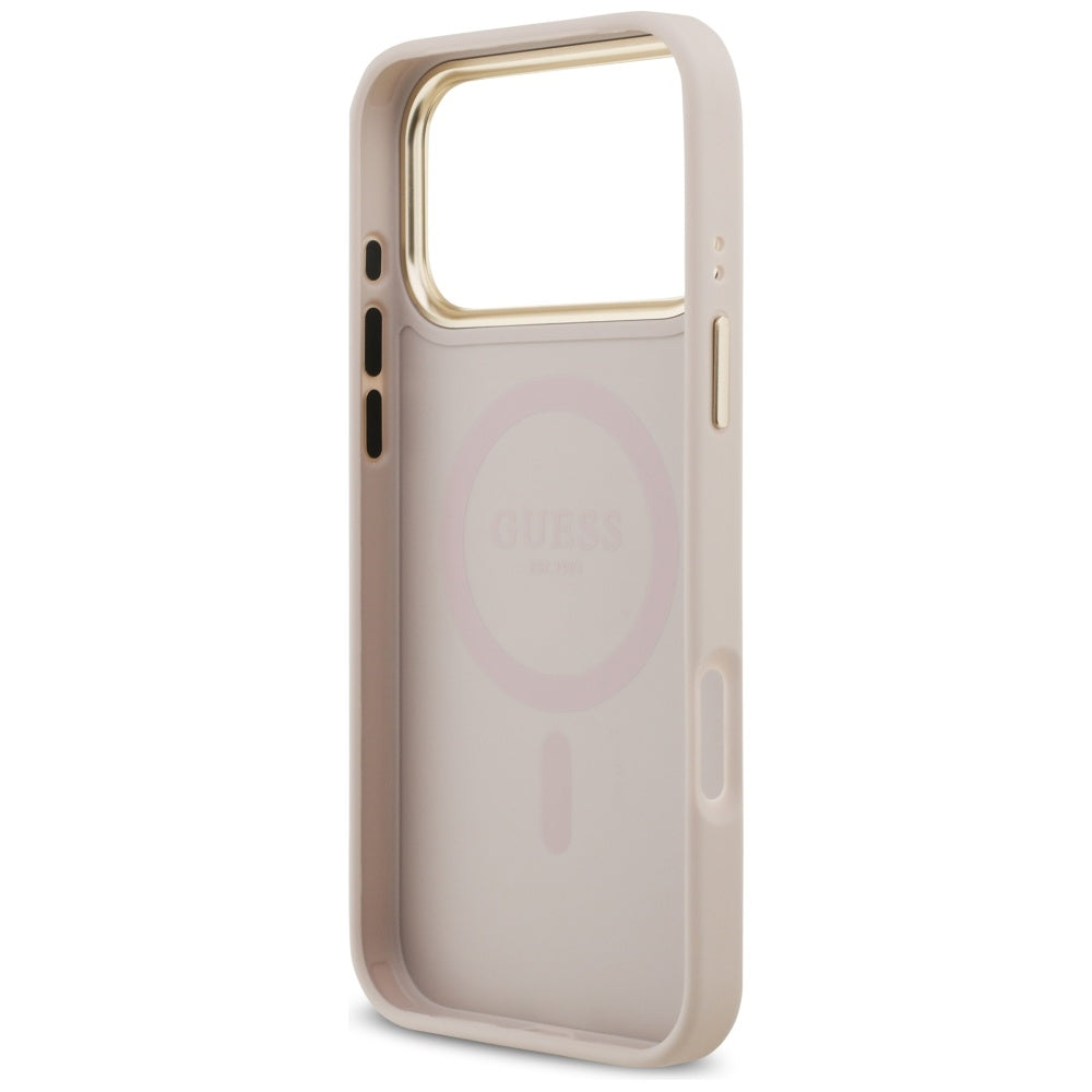 Θήκη MagSafe για Apple iPhone 17 Pro Max, Guess, Grained Strass Logo, Ροζ