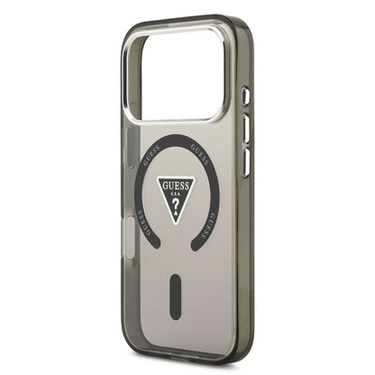 Θήκη MagSafe για Apple iPhone 17 Pro Max, Guess, IML Gradient Triangle Logo, Μαύρη Ασημί