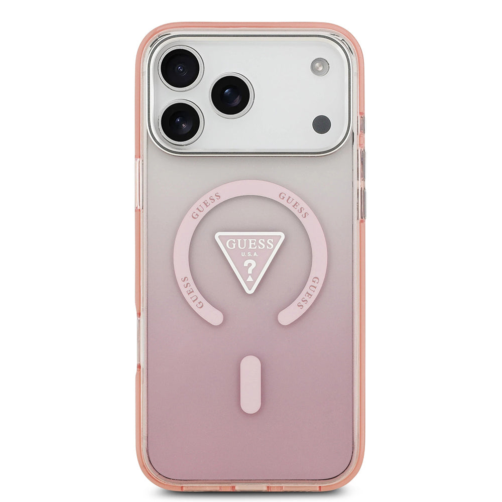 Θήκη MagSafe για Apple iPhone 17 Pro Max, Guess, IML Gradient Triangle Logo, Ροζ