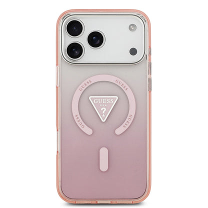 Θήκη MagSafe για Apple iPhone 17 Pro Max, Guess, IML Gradient Triangle Logo, Ροζ